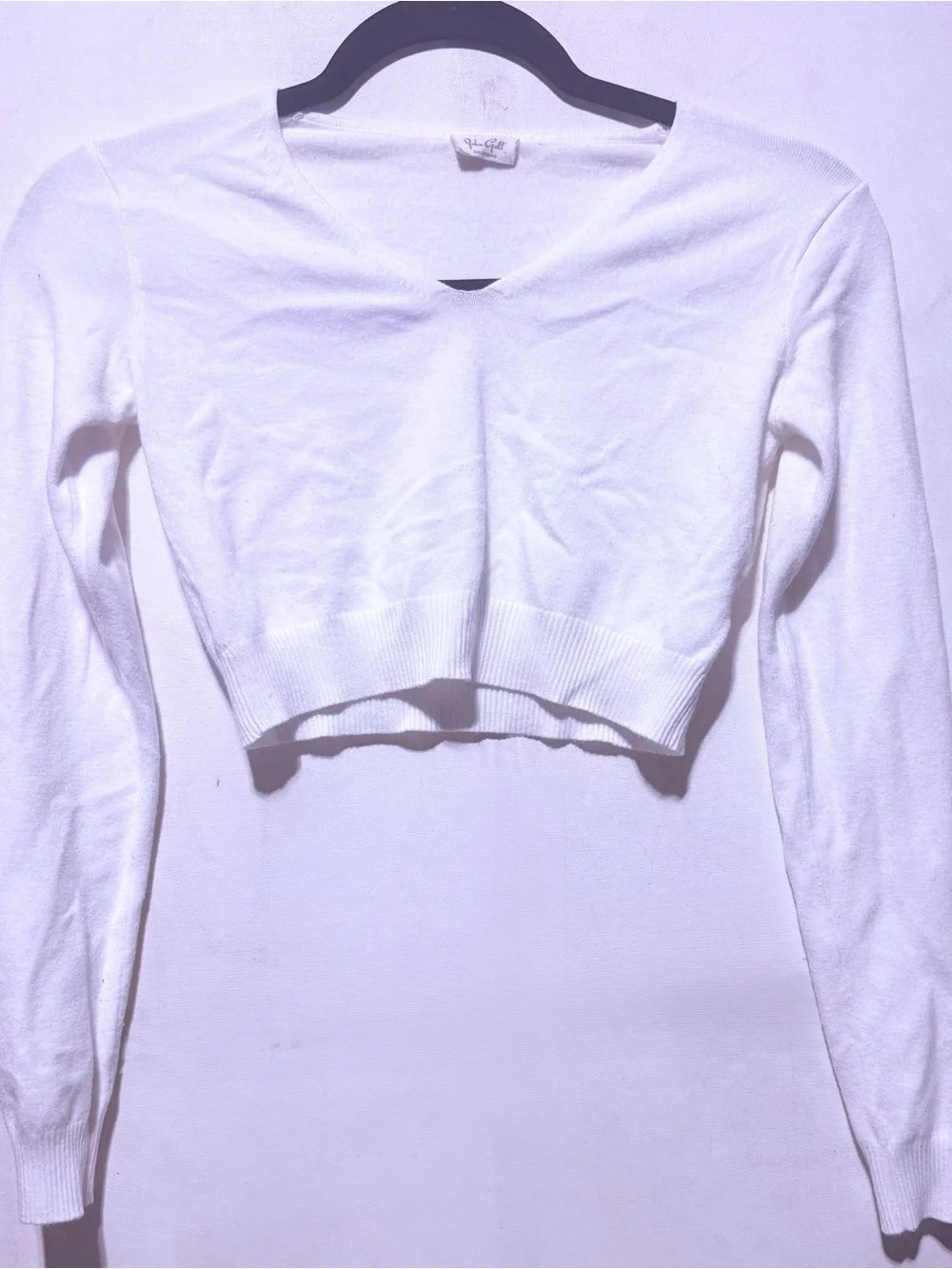John Galt V-neck cropped long-sleeve sweater soft knit